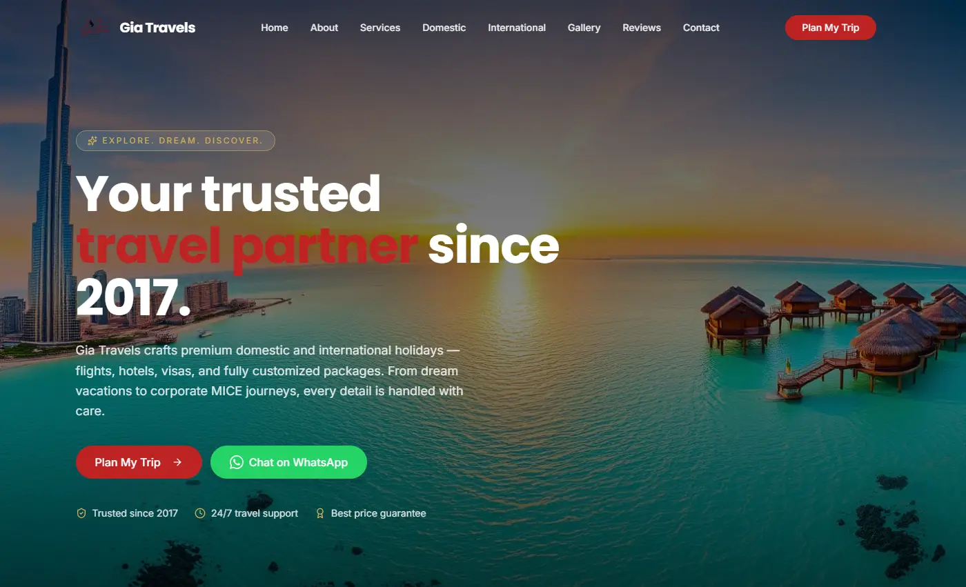 Gia Travels – Travel Agency Website